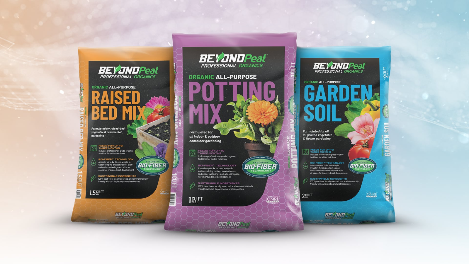 Beyond Peat product bags.