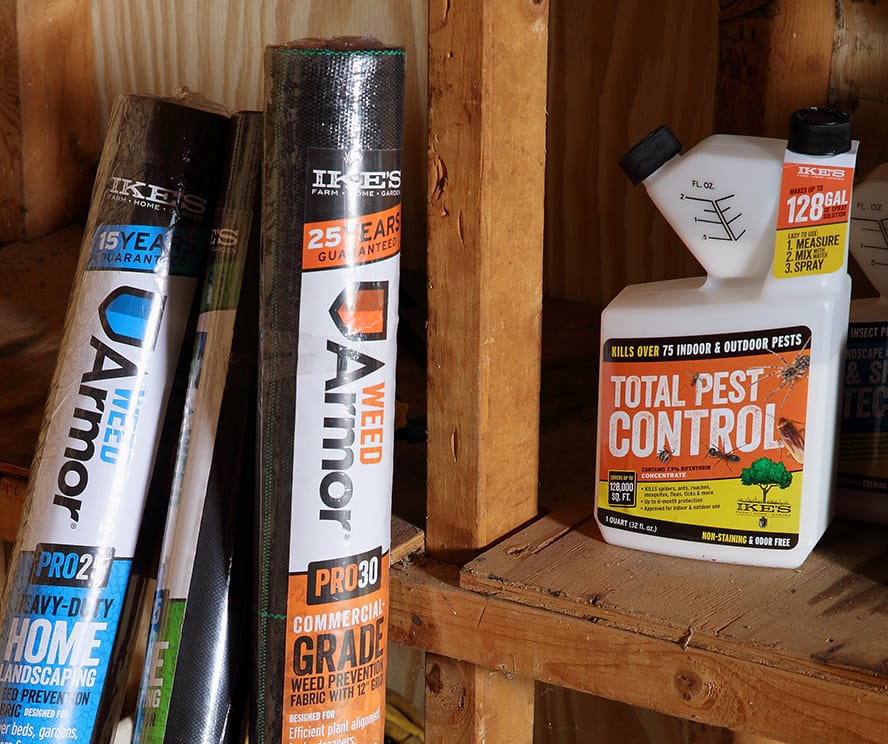 Total pest control and weed armor in storage.