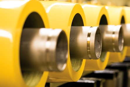 Yellow cylinders in a row