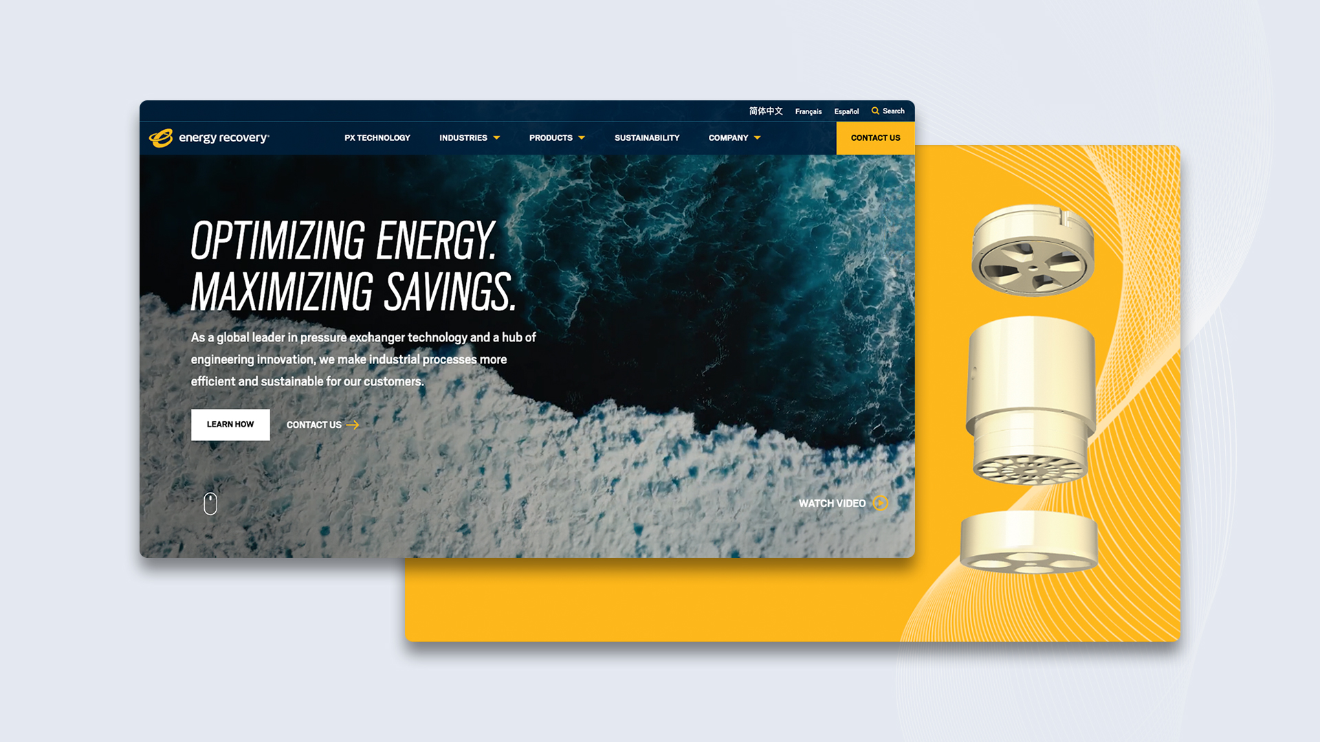 Stylized graphic showing ERI's new website design.