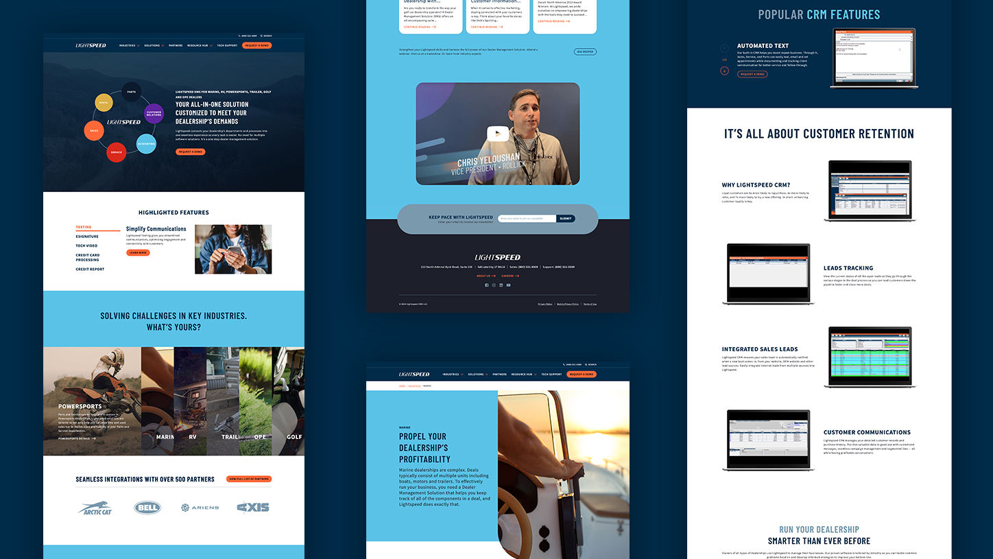 Collage of Lighspeed's website redesign.