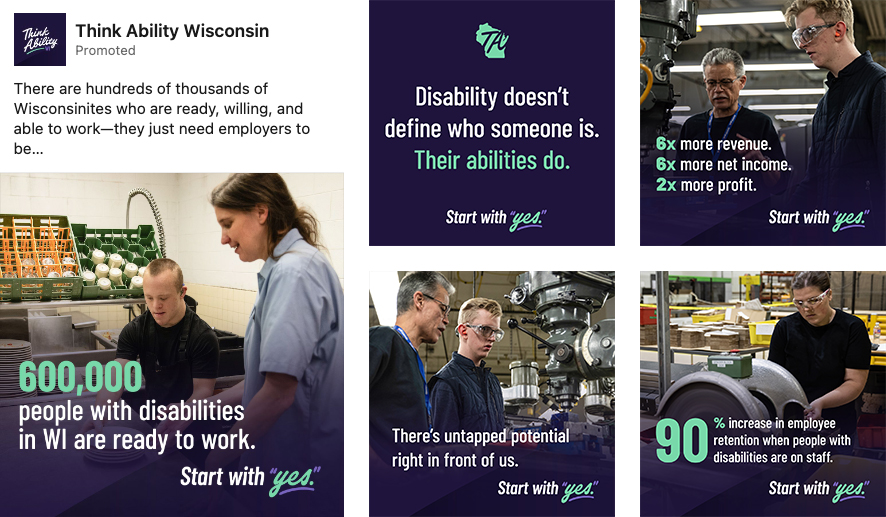Social posts for Think Ability Wisconsin